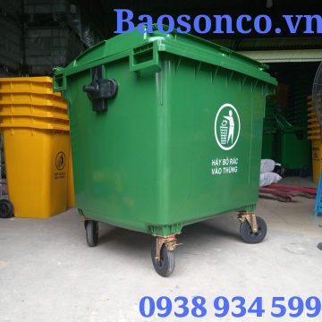 Thùng rác 1100L nhựa HDPE xanh lá
